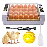 ZZenSmot Brutapparat für 24 Eier, Geflügelbrutmaschine, mit automatischem Wender, LED-Kerze, Drehen und Temperaturregelung, für Hühner, Enten, Vögel, Wachteln (24 Eier mit LCD)