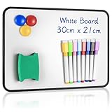 Yibaijia Whiteboard Magnetwand, kleine doppelseitige Whiteboard Trocken abwischbare, A4-Format Magnettafel Magnetwand, mit trocken abwischbaren Stiften, Radiergummi, 30 x 21