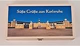 'Süße Grüße aus Karlsruhe' Holzschachtel mit 8 Coppeneur Pralinen aus unserem S