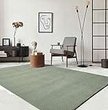the carpet Relax Moderner Flauschiger Kurzflor Teppich, Anti-Rutsch Unterseite, Waschbar bis 30 Grad, Super Soft, Felloptik, Grün, 60 x 110