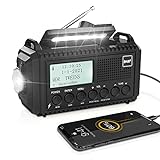 DAB/DAB+/UKW Digitalradio mit Eingebaute 5000mAh Akku Solar Radio Notfallradio mit USB Handyladefunktion Camping Radio mit LED Taschenlampe Leselampe SOS Alarm Tragbares Kurbelradio für O