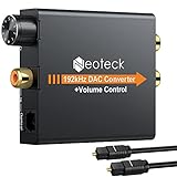 Neoteck Optischer Audio Adapter 192KHz Digital Analog Wandler mit Lautstärkeregelung, Koaxial Toslink zu Analog Stereo L/R RCA 3,5 mm DAC Konverter für HDTV Blu Ray DVD