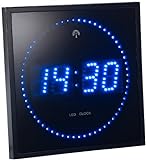 Lunartec LED Uhr: LED-Funk-Wanduhr mit Sekunden-Lauflicht durch Blaue LEDs (Funk-Wanduhr Digital beleuchtet, Digitale Wanduhren beleuchtet LED, Digitaluhr mit Sekundenanzeige)