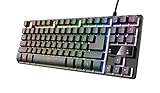 Trust Gaming 24068 Tastatur mit TKL-Design GXT 833 Thado - Beleuchtete Tastatur mit Deutsches QWERTZ Layout, Anti-Ghosting, Mehrfarbige LED-Beleuchtung, 12 Media-Tasten, USB Plug & Play, PC/Laptop