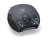 Lenco SCD-24DAB - CD-Player für Kinder - Bluetooth 5.1 - CD-Radio - Boombox - DAB+ Radio - Titel Speicher - 2 x 1,5 W RMS-Leistung - Netz- und Batteriebetrieb - Schw