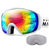 OutdoorMaster Unisex Premium Skibrille mit Schutzhülle, Snowboardbrille für Brillenträger, 100% UV-Schutz Schneebrille, Antibeschlag Skibrille für Damen Herren Jungen und M