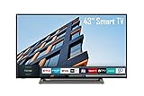 Toshiba 43LL3C63DAY 43 Zoll Fernseher / Smart TV (Full HD, HDR, Triple-Tuner, Bluetooth) - 6 Monate HD+ inklusive [2022] [Energieklasse E], Schw