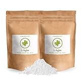L-Arginin Base Pulver 1 kg (2 x 500 g) - pflanzlich durch Fermentation - vegan, rein, gluten- laktosefrei - reines L-Arginine Powder - OHNE Hilfs- u. Z