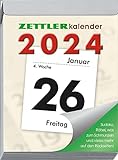 ZETTLER Tagesabreißkalender XL 2024, im Format 8,2 x 10,7 cm, Bürokalender mit Wochenzählung und spannenden Rezepten und Räseln auf der Rück