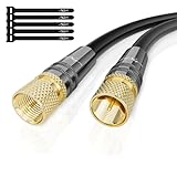 Mygatti 15M Antenna Cable HD Coaxial Satellite Cable - 2x F Connector Gold Plated Metal Cap, supports HDTV, DVB-T2, DVB-C, DVB-S, for digital, analogue recep
