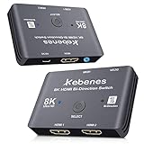 8k HDMI 2.1 Switch Utra HD Bidirectional Switch High Speed ​​48 Gbps 2 in 1 Out Support 8K @ 60Hz 4K @ 120Hz Compatible with Xbox Series PS5 Splitter 1 in 2 O