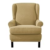 EBETA E Jacquard Sesselbezug, Sessel-Überwürfe Ohrensessel Überzug Bezug Sesselhusse Elastisch Stretch Husse für Ohrensessel (Gelb)