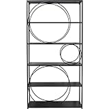 Kare Design Regal Circle, Schwarz, Bücherregal mit 6 Ablagen, Stahlgestell, 200x100x35 cm (H/B/T)