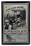 Kreidler Florett Moped Alte Liebe - Motorrad, geprägtes Retro Blechschild, Werbeschild, Türschild, Wandschild, 30 x 20