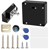 Elektronisches Schrankschloss, RFID-Schloss mit Batterie, Smart Schubladenschloss mit 2 Schlüsselanhänger und 2 RFID Karte, Versteckte Schlösser für Doppeltürenschrank, Schublade und Holzschrank