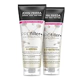 John Frieda PROfiller+ Set - Shampoo, 250 ml & Conditioner, 250 ml - Haartyp: fein, geschwächt - Stärkt die Haarstruktur in einer Anwendung - Nährt das Haar - Silikonfrei - Angereichert mit B