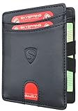 SKYSPRING Magic Wallet Geldbörse Herren - Slim Wallet Geldbeutel mit großem Münzfach L - Kartenetui Portemonnaie mit RFID Schutz (Schwarz, Münzfach L)