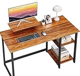 GreenForest Computer Home Office Schreibtisch mit reversiblen Speicherregalen 100cm Kleiner Schreibtisch mit justierbaren Regalen für kleine Räume,Schlafzimmer,Student,moderner Laptop Tisch,b
