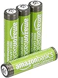Amazon Basics AAA-Batterien mit hoher Kapazität, 850 mAh, wiederaufladbar, vorgeladen, 4 Stück