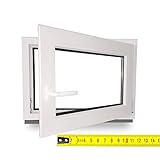Kellerfenster - Kunststoff - Fenster - weiß - BxH: 70X45 cm - DIN Rechts - 2-Fach Verglasung - Wunschmaße ohne Aufpreis - Lagerw