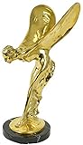 Casa Padrino Luxus Bronze Skulptur Frau mit Flügeln Gold/Schwarz 26 x 35 x H. 52 cm - Edle Bronzefigur mit Marmorsockel - Luxus Deko Lady with Wing