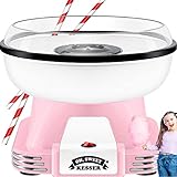 KESSER® Zuckerwattemaschine Set für Dein zuhause - Mit 30x Zuckerwatte Stäbchen & Messlöffel - Retro Cotton Candy Maschine - Zuckerwatte Maschine Mit Zubehör - Höhe 22 cm - 500 W Rosa Weiß