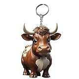 manchas Highland Cow Schlüsselanhänger - Auto Highland Kuh Dekor Cartoon Acryl Anhänger | Dekorationszubehör in leuchtenden Farben für Taschen, Autoschlüssel, Rucksäcke und andere Geg