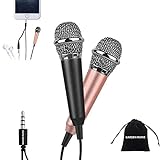 Mini-Mikrofon, Karaoke-Mikrofon, Asmr-Mikrofon, kleines Mikrofon zum Singen, Aufnehmen und Hören von Liedern, für tragbare Laptop/Apple Samsung Android (Schwarz & Rotgold)