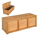 KOMFOTTEU Aufbewahrungsbox aus Holz, Gartentruhe mit Staubdeckel und Griff, 178 Liter Auflagenbox für Außen- & Innenbereich, 120 x 45 x 45 cm, N