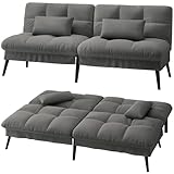 LUCKRACER Sofa 3 Sitzer Sofa Schlafsofa mit Schlaffunktion, überzug Futon Klappsofa, Bettcouch, ecksofa, Couch, 5 Verstellbare Winkel, Ideal für Wohnungen Wohnzimmer aus Stoff G
