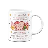 Tassenbrennerei Tasse - Lieber Opa dieses Weihnachten bin ich noch in Mamas Bauch - Kaffeetasse als Geschenk für werdenden Opa (Weiß)