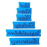 Jildouf Kuchen-Prägeform - Set mit 6 Druckformen für Kuchendekoration - Wortkuchenform, Stempelform, mit Buchstaben bedruckt, Stempelwerkzeug