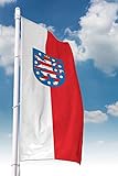 Deitert Bundesland-Flagge Thüringen – 80x200 cm Thüringen Fahne mit Wappen im Hochformat, Hissfahne aus reißfestem Poly