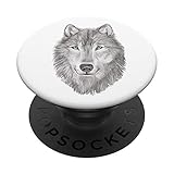 Beautiful Wolf Bleistift Skizze Zeichnung – Wolf Liebhaber Geschenk PopSockets mit austauschbarem PopGrip