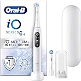 Oral-B iO Series 6 Elektrische Zahnbürste/Electric Toothbrush, 2 Aufsteckbürsten, 5 Putzmodi für Zahnpflege, Display & Reiseetui, Designed by Braun, grey op