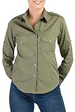 Mivaro Damen Safarihemd, Safaribluse mit Brusttaschen, Arbeitshemd, Größe:XL, Farbe:Grü