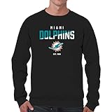 Team Fan Apparel NFL Diagonal Fade Color Block Crewneck Sweatshirt für Erwachsene – offiziell lizenziert – ohne Etikett – Unisex-Pullover (Miami Dolphins – Schwarz, Erwachsene XX-Large)