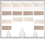Birsppy Design Mini Flächenvorhang Set beige 2291-13 | 4 Teile | Scheibengardine Gesamtbreite 120cm (4x30cm) Höhe 80/60/60/80