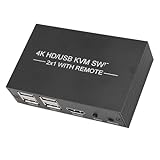 VBESTLIFE KVM-Switch 4 Ports 4Kx2K, KVM-Switch HDMI, Gemeinsame Nutzung von USB 2.0-Geräten, 2 Computer, 1 überwachen, Gemeinsame Nutzung von Tastatur, Maus, Druck