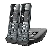 Gigaset Comfort 520HX Duo & Box 200A - 2 DECT-Mobilteile mit Ladeschale - Elegantes Schnurloses Telefon top Audioqualität mit Freisprechfunktion - DECT-Basis unterstützt 6 Mobilteile, schw