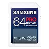 Samsung PRO Ultimate SD-Karte, 64 GB, UHS-I U3, Full HD & 4K UHD, 200 MB/s Lesen, 130 MB/s Schreiben, Speicherkarte für Kamera, PC, Drohne oder Action-Cam, MB-SY64S/WW