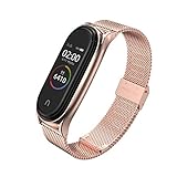 EasyULT Metall Armband Kompatibel mit Xiaomi Band 6/5/4/3, Ersatzband Wasserdicht Edelstahl Strap Armband Zubehör mit Entfernungswerkzeug für Xiaomi Mi Band 6/5/4/3 (Roségold)