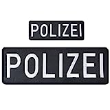 AXEN Polizei Patches Large Embroidered Loop and Hook Police Patch for Military Tactical Vest Uniform Jacket, Pack of 2 (One large and One Small)