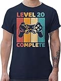 T-Shirt Herren - 20. Geburtstag - Level 20 Complete - Zwanzig Freigeschalten Unlocked Completed - Zocker Gamer - 3XL - Navy Blau - 20er jahre tshirt 20.geburtstag 20ter zum jährigen geschenk