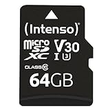 Intenso Professional microSDXC 64GB Class 10 UHS-I, U3, V30 Speicherkarte inkl. SD-Adapter (bis zu 100 MB/s), schw