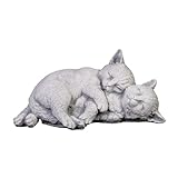 gartendekoparadies.de Spielende Katzen, Steinfigur, H. 12 cm, 3 kg, Grau, frostsicher aus Steinguss für Außenb