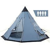 CampFeuer Tipi Zelt Spirit für 4 Personen | Grau | Indianerzelt für Camping, Wandern, 3000 mm Wassersäule | Firstzelt, Pyramidenzelt, Rundzelt | Gruppenzelt, Campingzelt, F