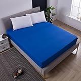 Aotiwe Bed Sheets Warm, Spannbetttuch Dunkelblau Einfarbig Polyester 107x190x30cm Großer Komfort und W