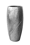 VIVANNO Pflanzkübel Pflanzgefäß exklusiv Fiberglas Royal, Silber Schwarz 73 x 33