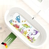 SilverRack Kinder Badewannenmatte 100x40 cm (Fische Motiv - Links) - Antirutschmatte Badewanne BPA frei für Kinder und Babys - Duschmatte schimmelresistent - Bedruckte B